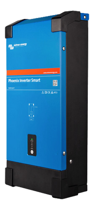 Right side perspective of the blue and black Phoenix Smart Inverter showing mounting points