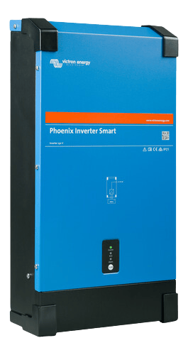 Left side view of the blue and black Phoenix Smart Inverter enclosure