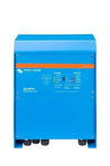 Front view of blue Victron Quattro 24V 5000VA inverter charger with LED status indicators