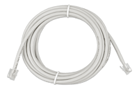 Coiled 10m grey RJ12 UTP cable with transparent modular connectors on both ends