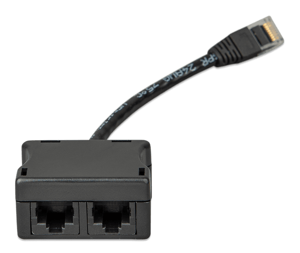 Back view of the Victron RJ45 splitter housing showing the cable entry point