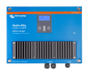 Front view of blue Victron Skylla-IP65 24V 35A battery charger with LCD display and cooling fins
