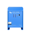 Front of a blue 24V 30A battery charger with status LED display, power switch and circuit breaker