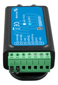 Front view of the Victron smallBMS variant with green connector terminals