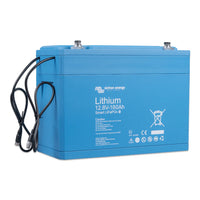 Side perspective of 12V 180Ah Victron lithium battery showing BMS cable entry points