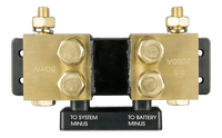 Top-down view of the 2000A SmartShunt showing four M10 terminal bolts and central shunt element