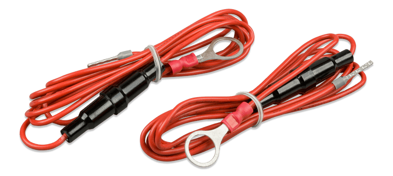 Pair of red power cables with integrated 1A blade fuses for voltage sensing