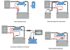 Installation diagrams for basic shunt wiring and multi-battery monitoring configurations