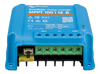 Low angle front view of the SmartSolar controller showing internal components and wiring ports
