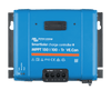 Front view of Victron SmartSolar MPPT 150/100-Tr VE.Can charge controller with blue housing and terminal covers