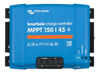 Front view of blue Victron SmartSolar MPPT 150/45 solar charge controller with status LEDs