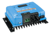 Side perspective of blue Victron MPPT 150/70-MC4 solar controller showing cooling fins