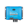 Front view of Victron SmartSolar MPPT 150/85 solar charge controller with MC4 connectors and blue casing