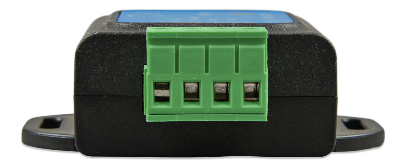 Close-up of the 4-pin screw terminal connector on a Victron SolidSwitch 104