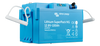 Angled view of the Victron SuperPack NG lithium battery showing its compact blue enclosure