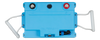 Top-down view of battery showing M8 terminal placement and interface controls