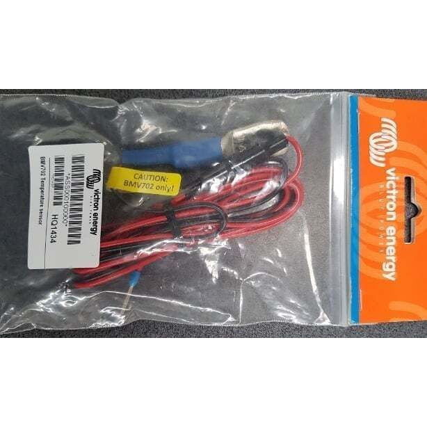 Retail packaging of Victron temperature sensor for BMV-712 and Smart Shunt showing product labels