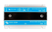 Top-down view of Victron VDI-16 galvanic isolator with connection points and technical labels