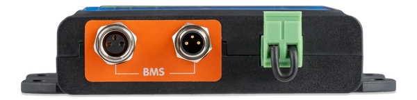 Side view of BMS showing circular BMS ports and Remote terminal block