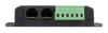 Side view showing dual RJ45 VE.Bus ports and a 6-way green screw terminal block