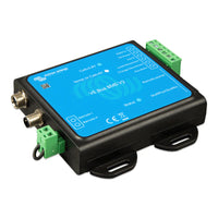Side angle view of the Victron VE.Bus BMS V2 showcasing terminal and M12 port layout