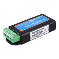 Perspective view of the VE.Bus Smart Dongle highlighting the side connection labels and regulatory info