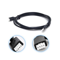 Close up of Coiled 1.8m black VE.Direct cable with 4-pin white connectors