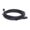 Coiled 5m black VE.Direct cable showing one right-angle and one straight connector