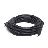 Black 10m VE.Direct cable featuring one right-angle connector and one straight white connector