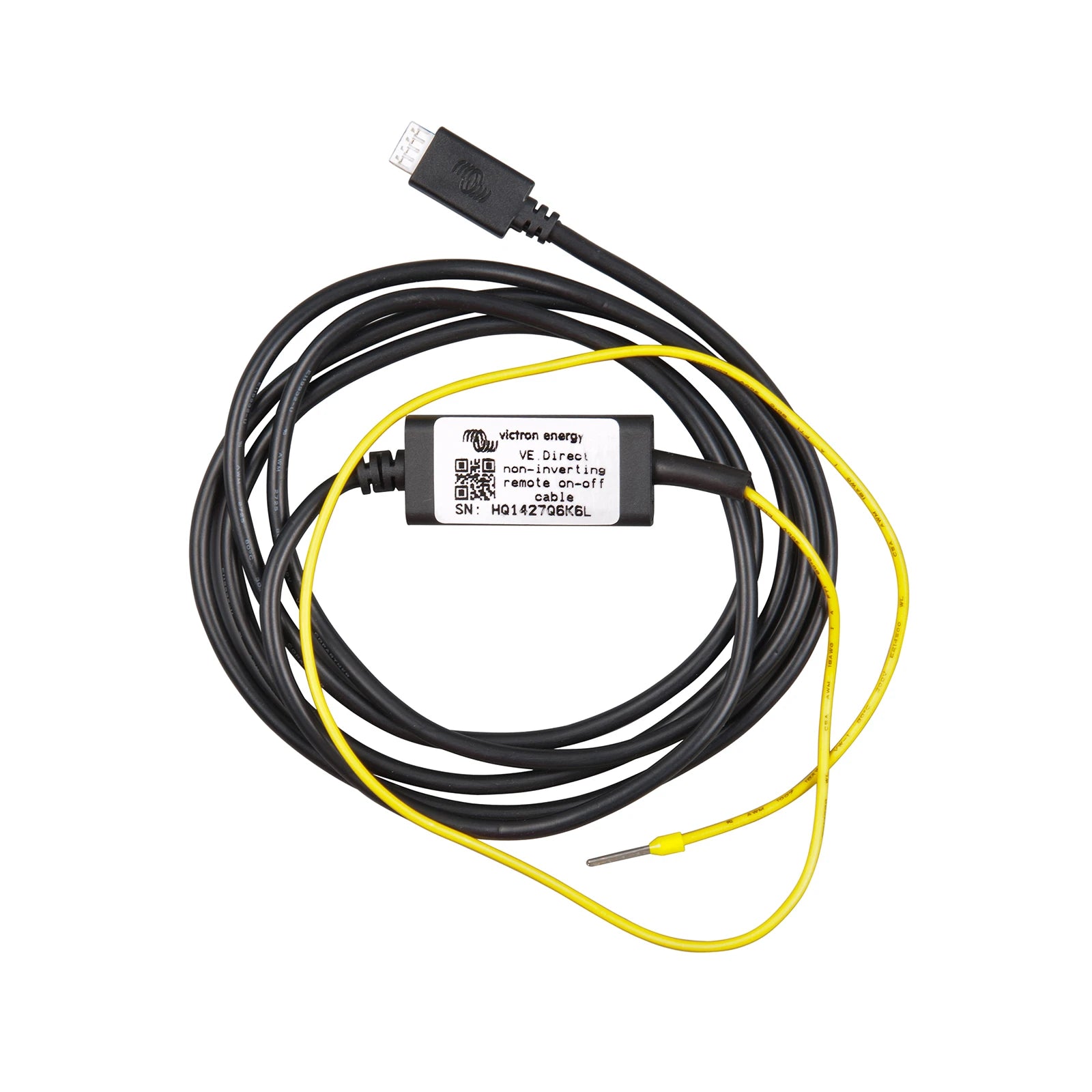 Victron VE.Direct non-inverting remote on-off cable with yellow control wire