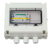 Victron 5KVA transfer switch in a white weatherproof enclosure with clear access cover and three cable glands