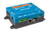 Angled view of blue Victron Venus GX showing side mounting points and bottom ports