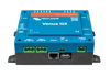Frontal view of Venus GX enclosure showing relay, ethernet and USB port placement