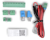 Accessories for Venus GX including terminal blocks, power cable with fuse and ID stickers