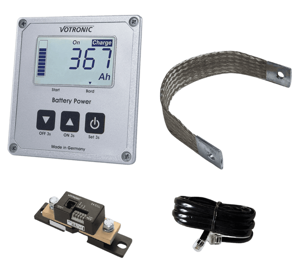 Votronic 400A battery monitor kit including LCD remote display, 400A smart shunt, ground strap and data cable