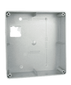 Interior view of grey plastic Votronic remote LCD display housing with mounting points and dimension markings