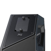 Detail of the top-mounted external loads fuse panel and master power switch