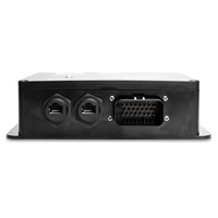 Front-on view of the dual RJ45 CANbus ports and 23-pin harness connector pins