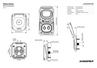 Technical dimensional drawing of waterproof F-type socket in millimetres
