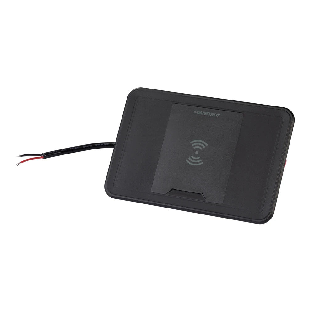 Angled perspective view of the waterproof wireless charger and power cable