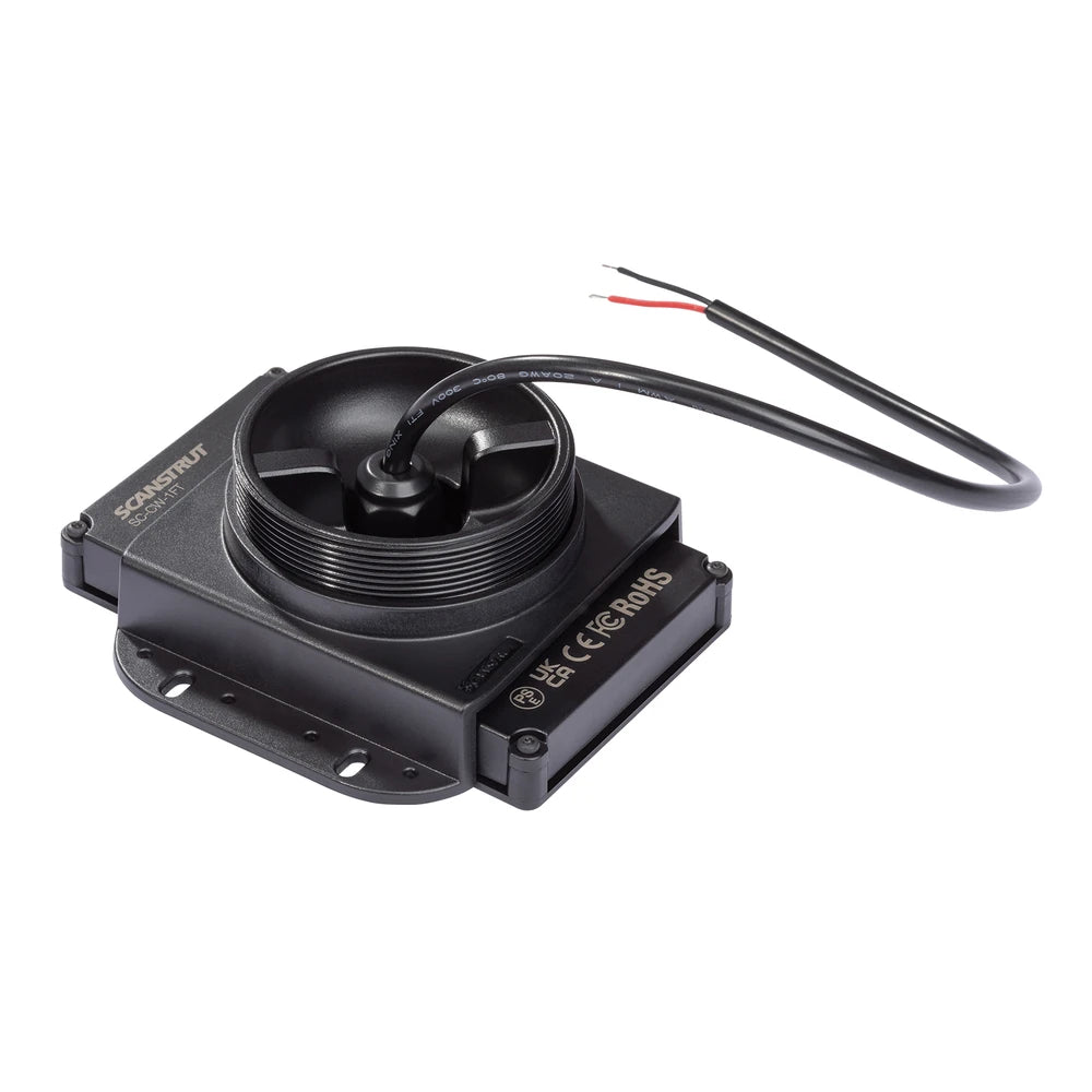 Top perspective of the waterproof wireless charger unit seated in its mounting frame