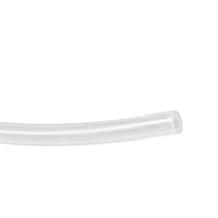Close-up of 10mm white PTFE pneumatic tubing showing wall thickness and hollow core