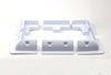 Complete 6-piece white ABS solar panel mounting bracket kit containing four corner mounts and two side mounts