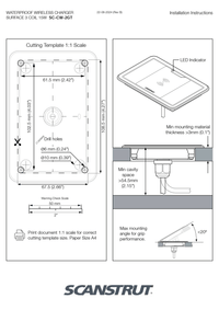 Dimensional template for cutting the mounting hole in a flat surface