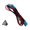 Red and black wiring loom with blue spade connectors and four black mounting screws