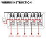 Schematic circuit diagram showing internal wiring connections for the 6-gang switch panel